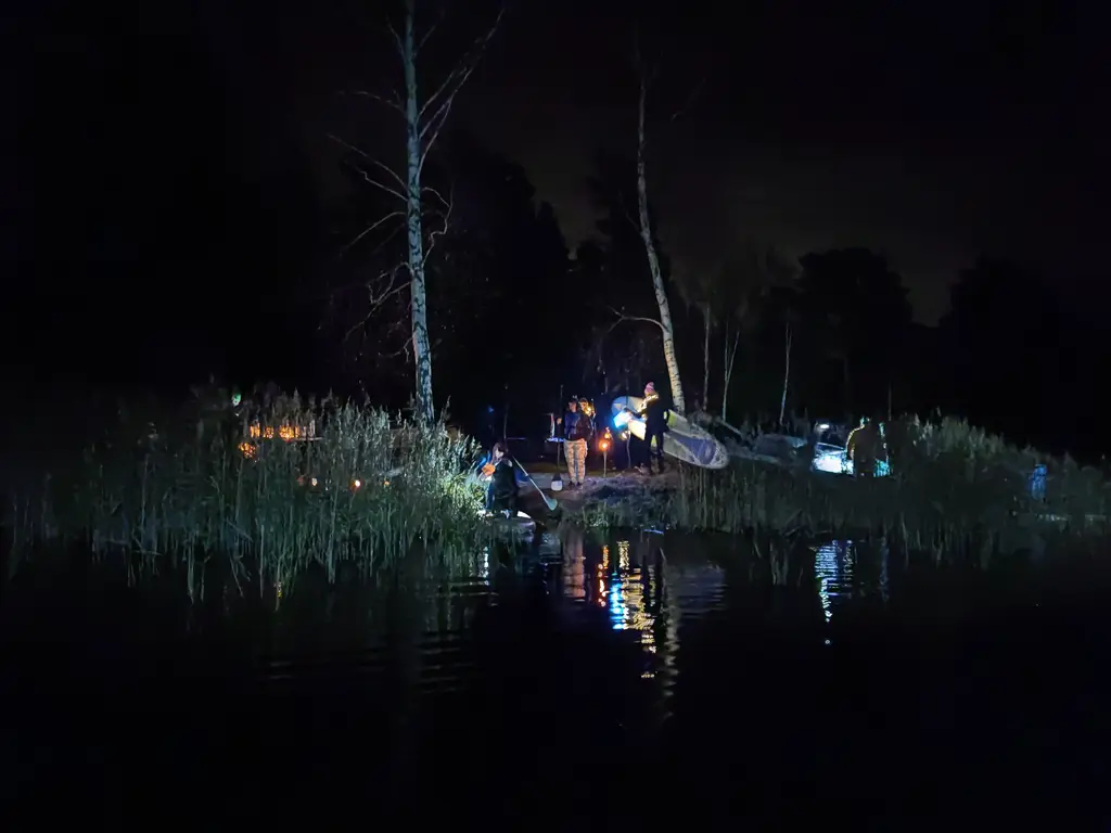 Boards you SUP and Kayak night ride in the swamp night time