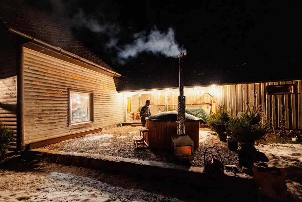 movement spontaneous winter packrafting latvia sauna